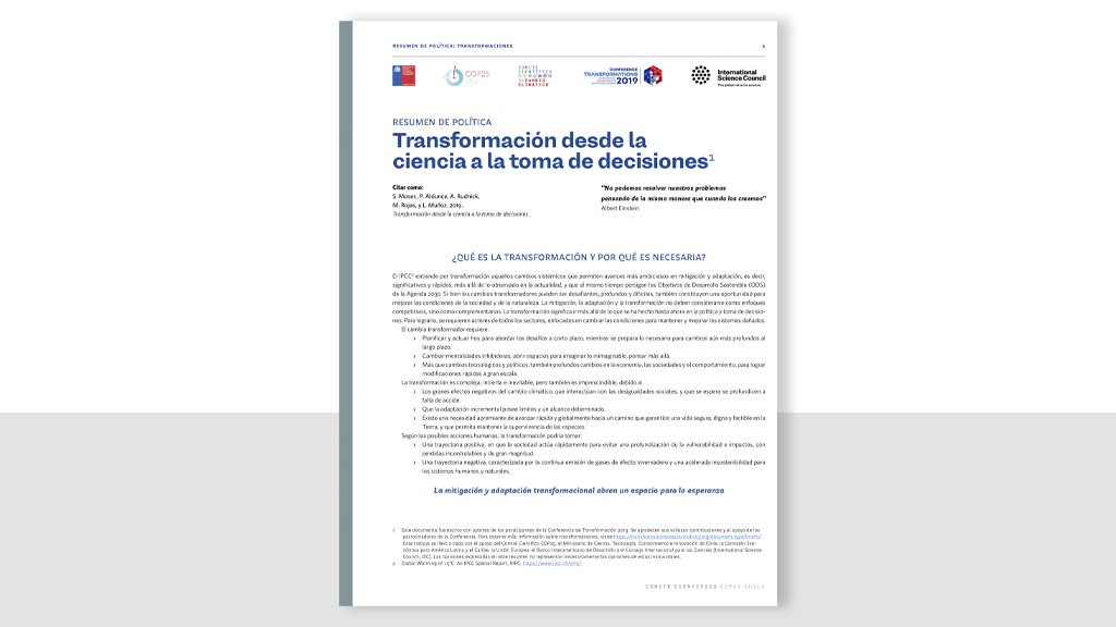 Transformación desde la ciencia a la toma de decisiones